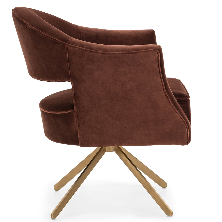 ADARA AUBURN VELVET SWIVEL CHAIR