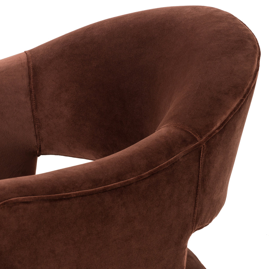 ADARA AUBURN VELVET SWIVEL CHAIR