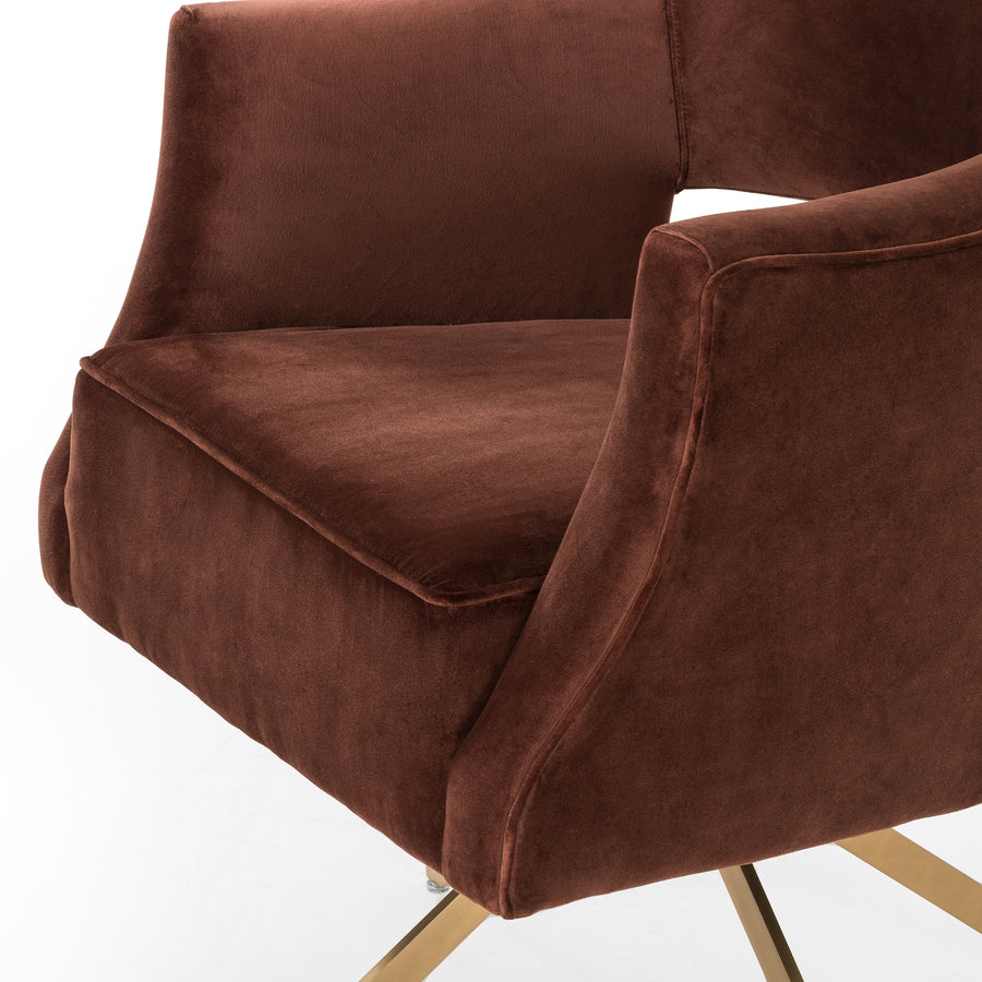 ADARA AUBURN VELVET SWIVEL CHAIR