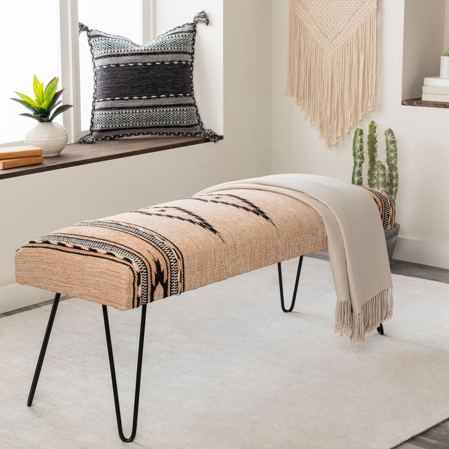 ADOBE COTTON KILIM BENCH: LIGHT CAMEL