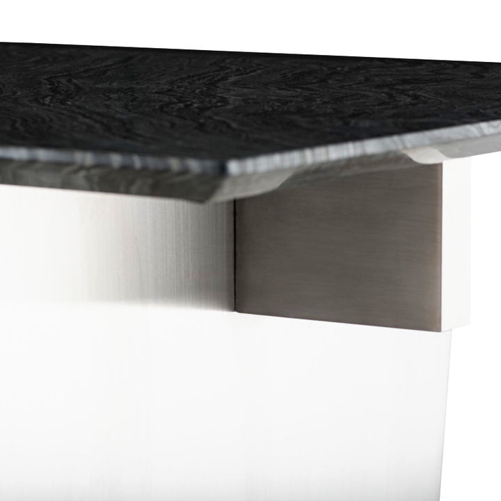 stainless steel blk marble dining table
