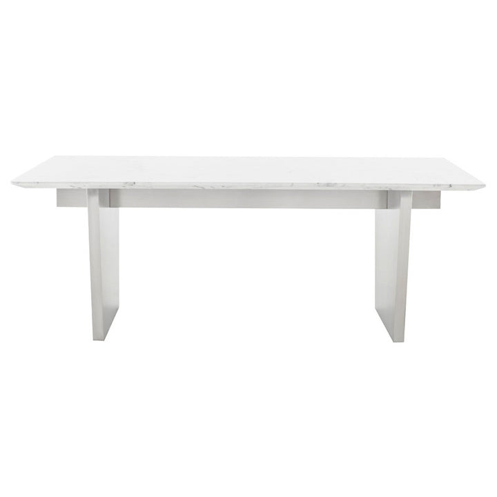 white marble steel dining table
