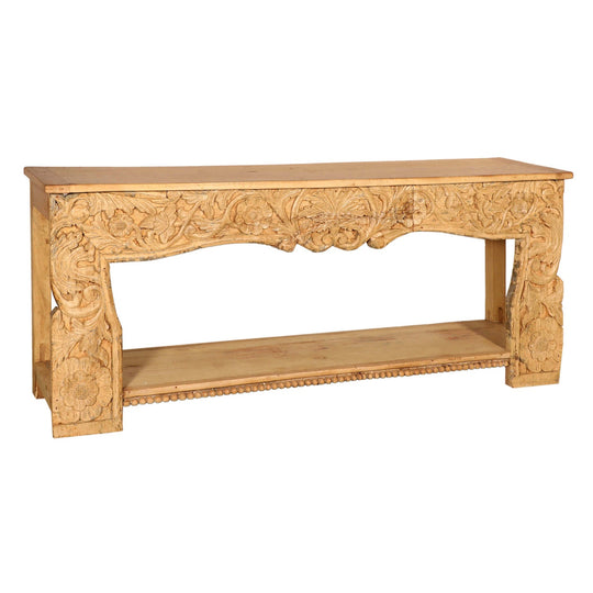 ALVA CARVED WOOD SOFA TABLE