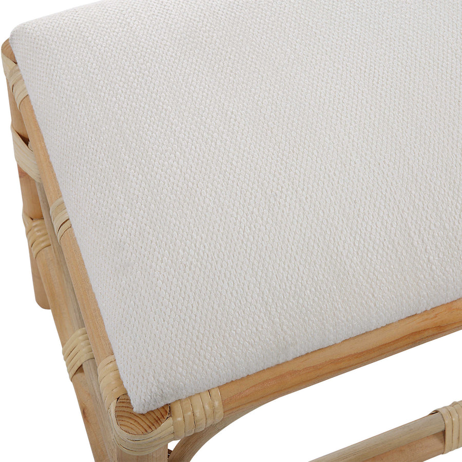 ASHORE RATTAN WRAPPED SMALL BENCH: WHITEAccent FurnitureBeigeUT23668