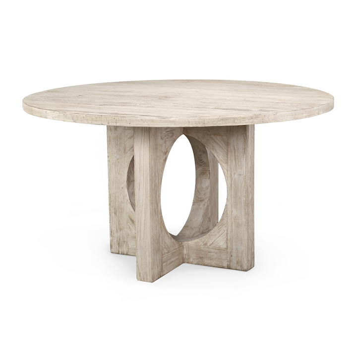 ASPEN 54"RD WHITE WASHED PINE DINING TABLE