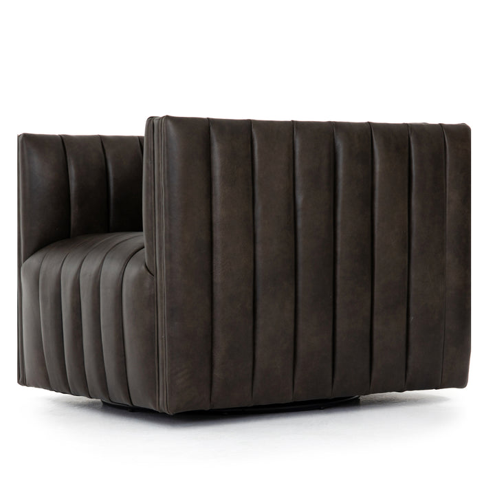 AUGUSTINE CHANNEL TUFTED LEATHER SWIVEL CHAIR