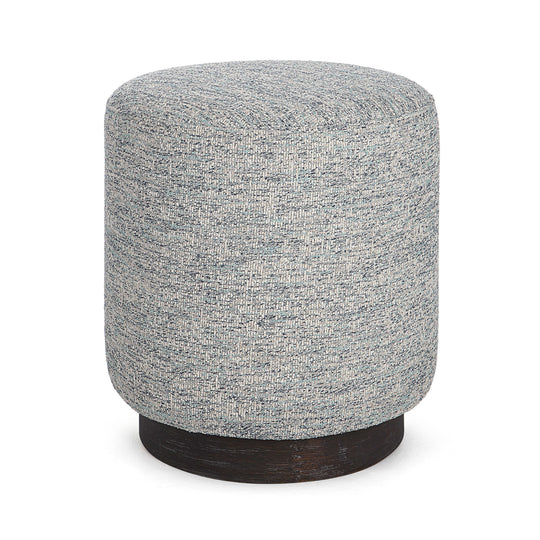 AVILA BLUE & WHITE TWEED OTTOMAN