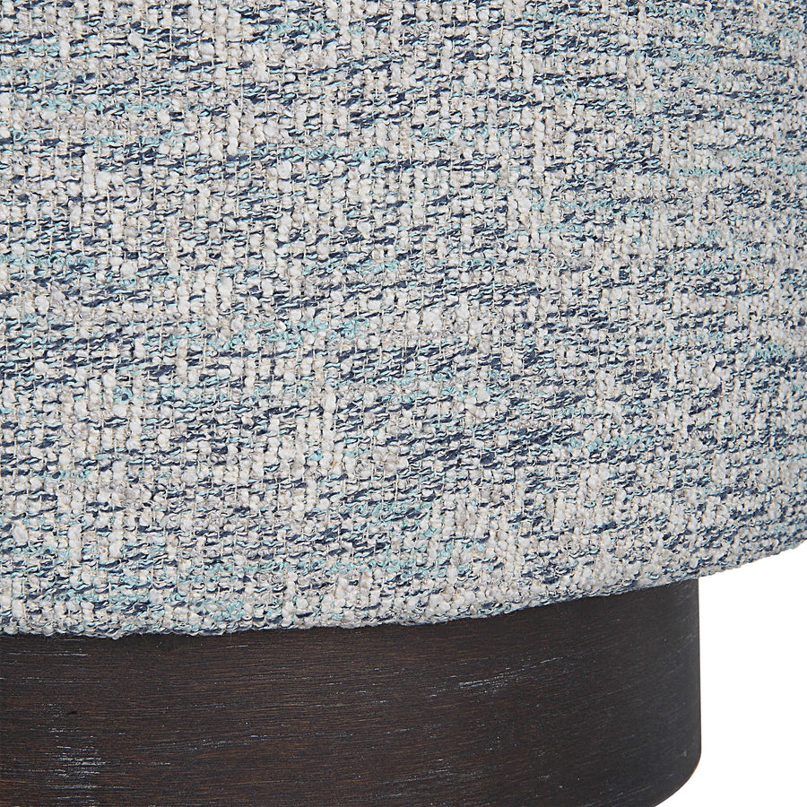 AVILA BLUE & WHITE TWEED OTTOMAN