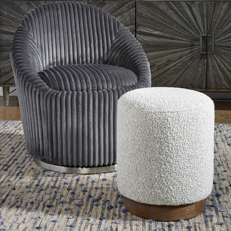 AVILA IVORY - GREY BOUCLE OTTOMAN