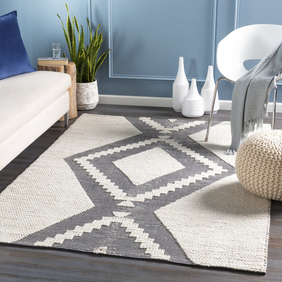 AZA INDOOR - OUTDOOR RUG: CHARCOAL + IVORY