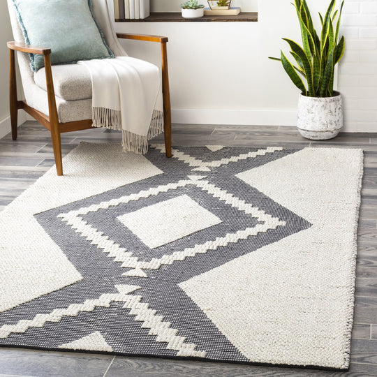 AZA INDOOR - OUTDOOR RUG: CHARCOAL + IVORY