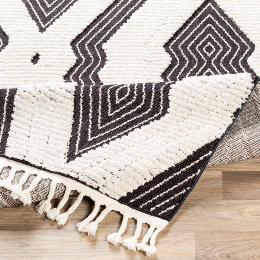 AZILA BLACK + IVORY TEXTURED PILE RUG