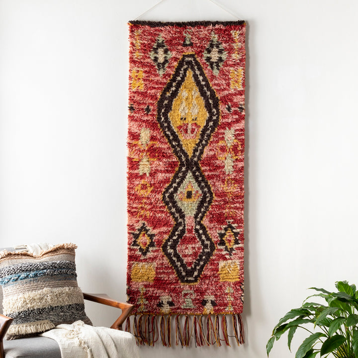 AZILAL RED + YELLOW MORROCCAN WALL TAPESTRY