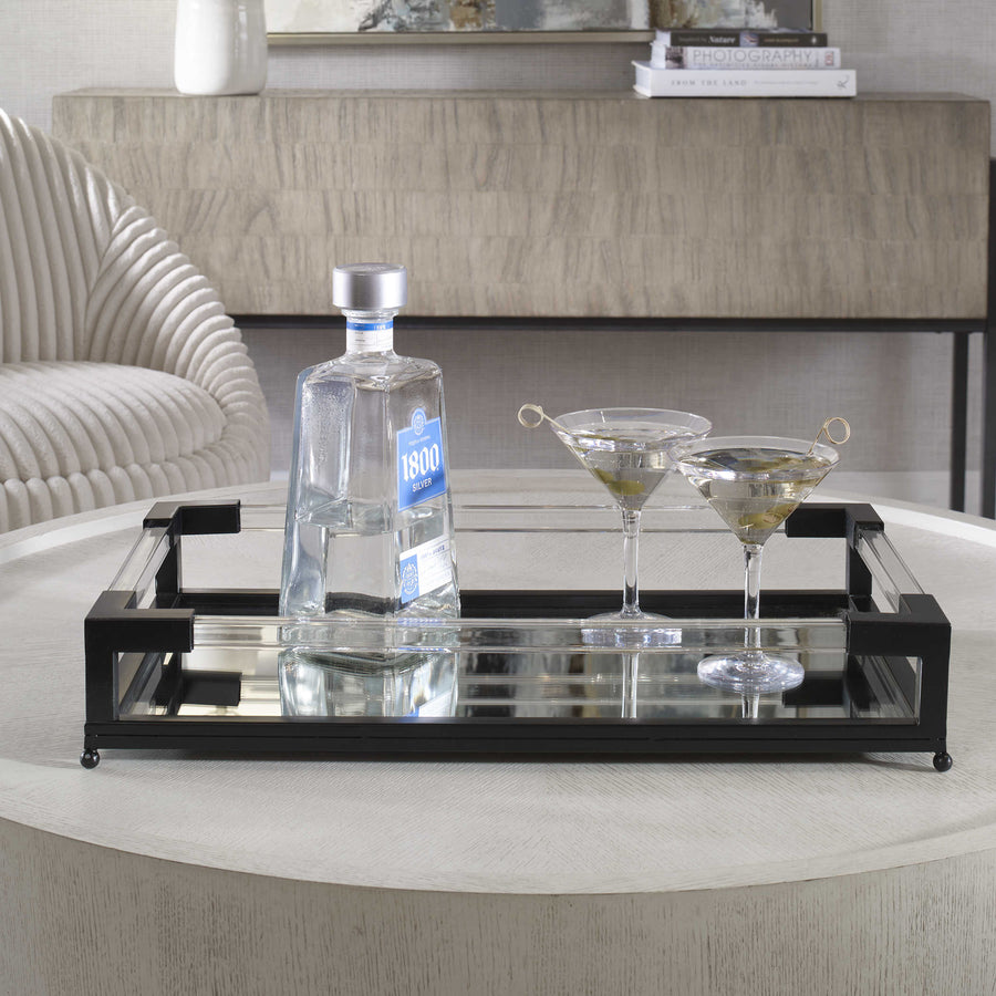 BALKAN MIRRORED SERVING TRAY: BLACK