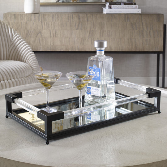 BALKAN MIRRORED SERVING TRAY: BLACK