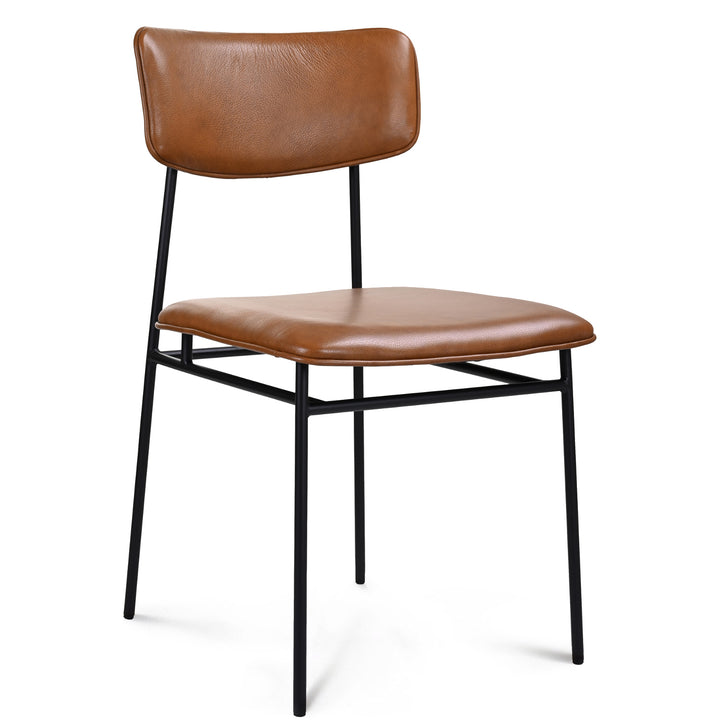 BAUER CHESTNUT LEATHER DINING CHAIR | SET OF 2