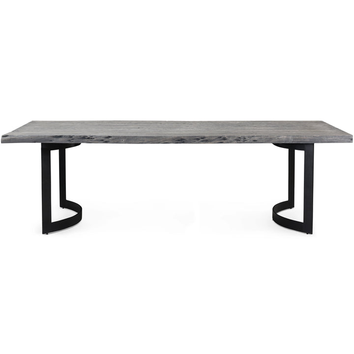BENT IRON WEATHERED GREY LIVE-EDGE DINING TABLE