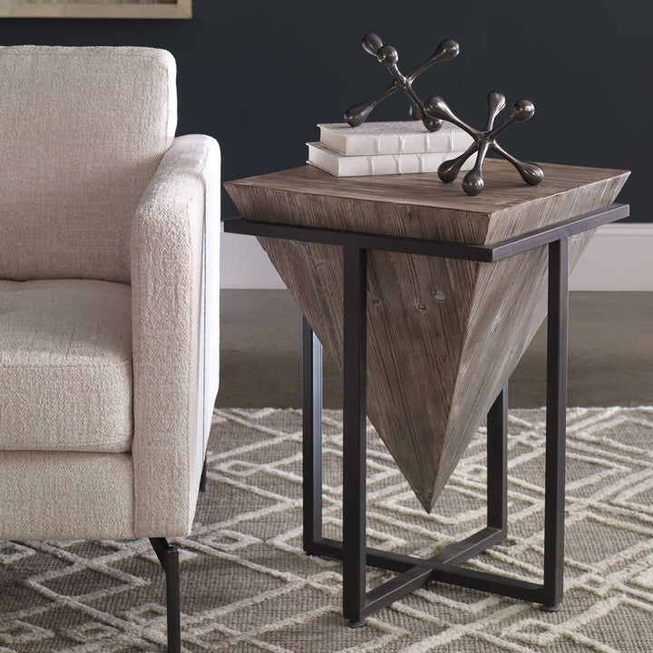 BERTRAND AGED WOOD END TABLE