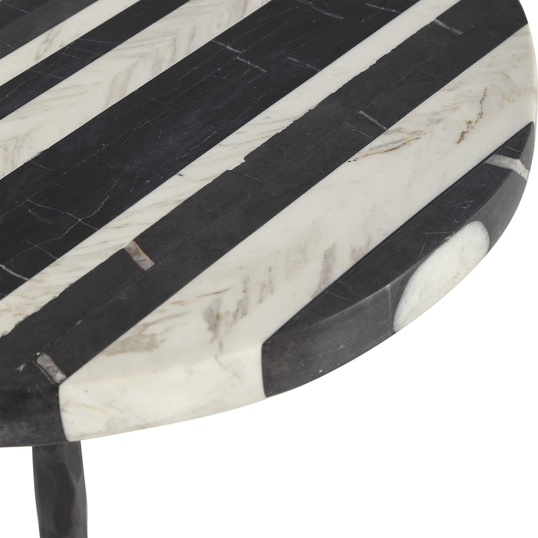 BLACK + WHITE STRIPED MARBLE ACCENT TABLE