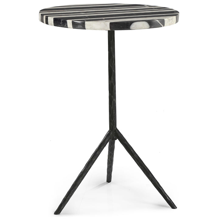 BLACK + WHITE STRIPED MARBLE ACCENT TABLE