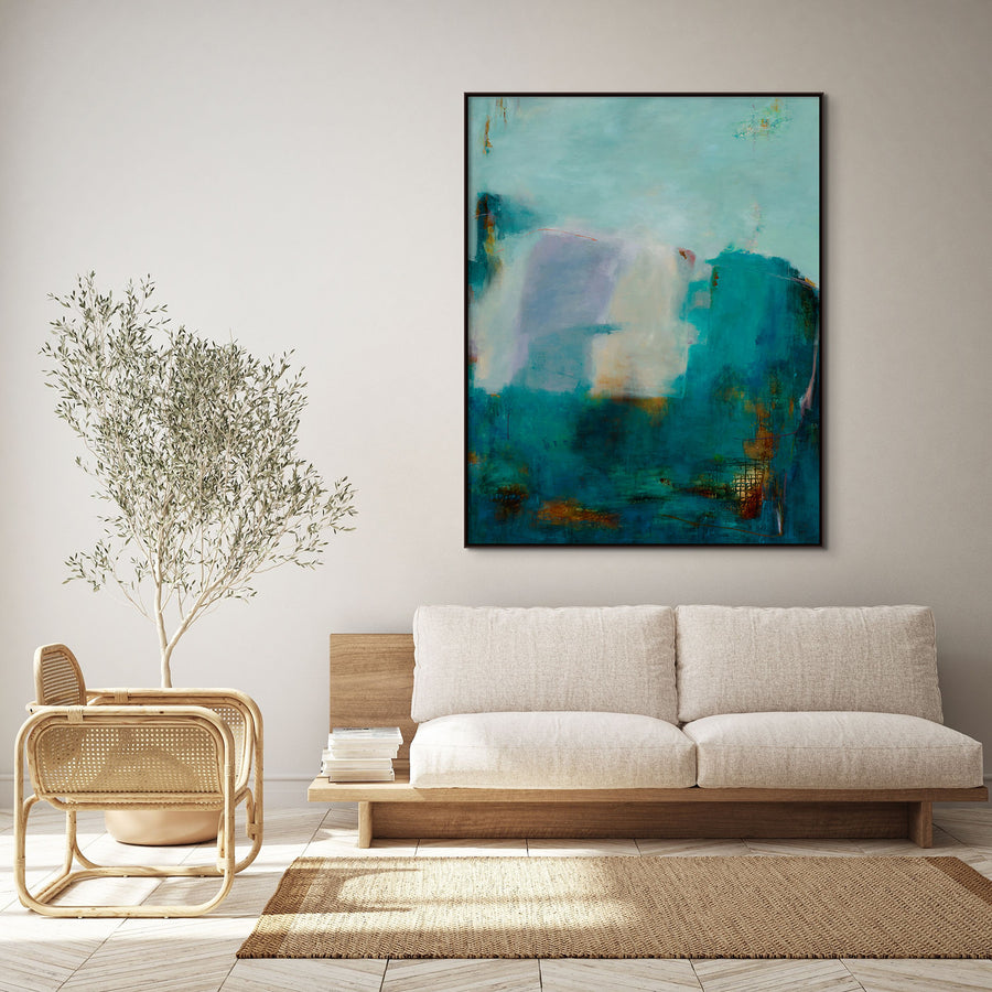 "BLUE - VIRIDIAN FALL" CANVAS ART