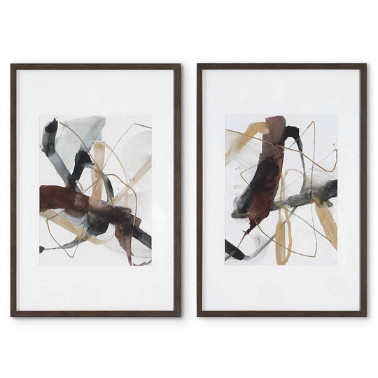 "BURGUNDY INTERJECTION" GLASS FRAMED ART | SET OF 2