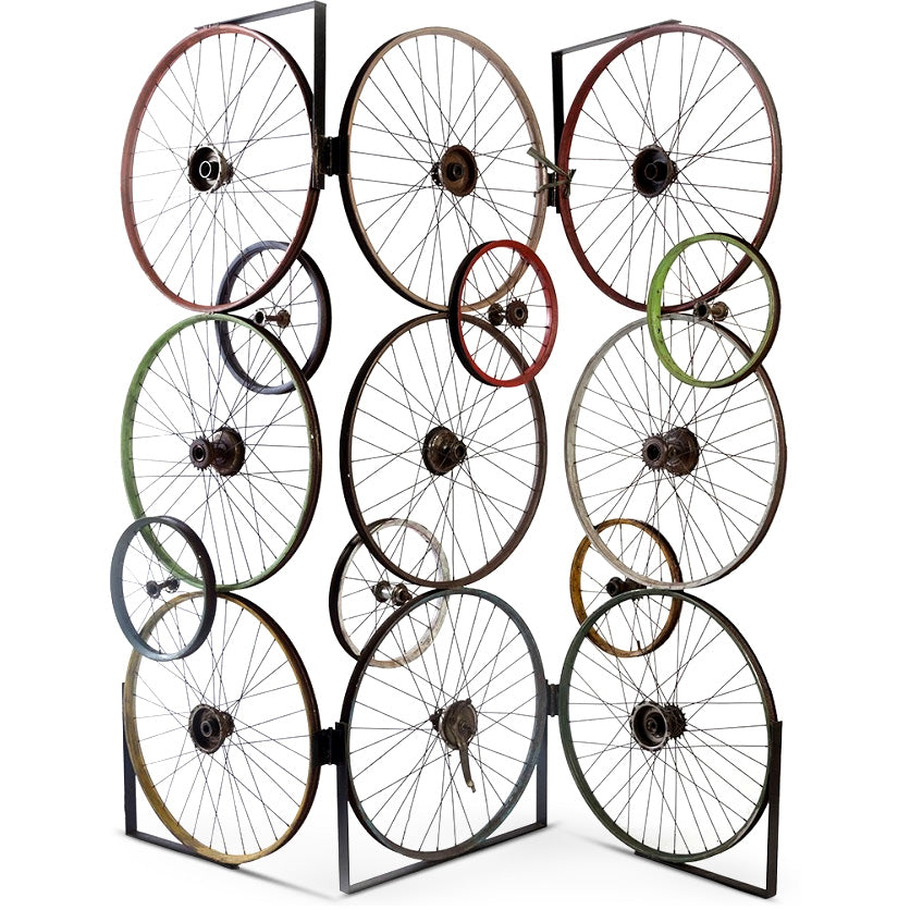 RECYCLED BICYCLE WHEEL SCREEN SCULPTURE