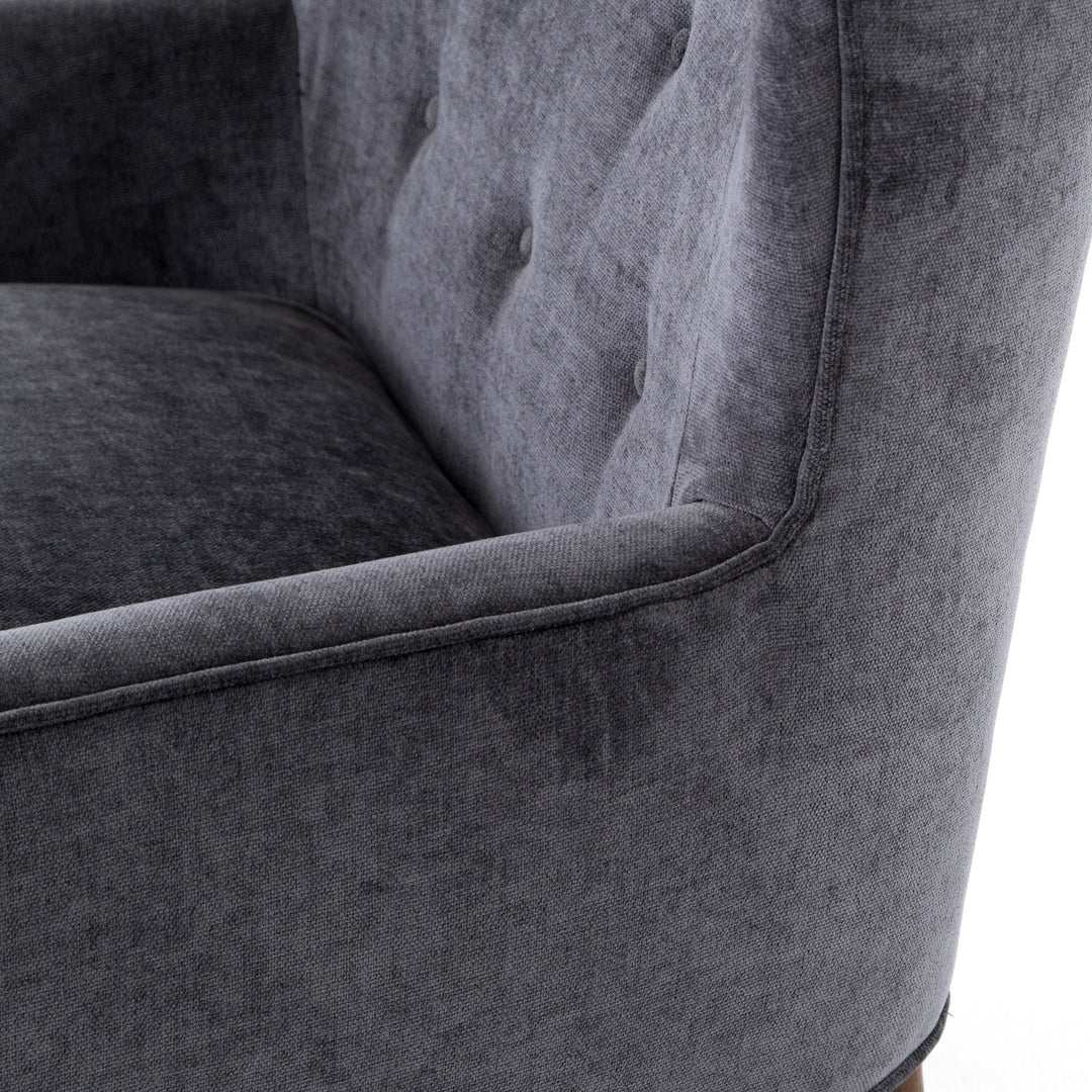 CLERMONT CHAIR: CHARCOAL WORN VELVET