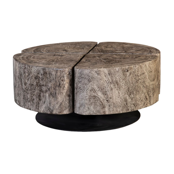 CLOVER ROUND GREY STONE COFFEE TABLE