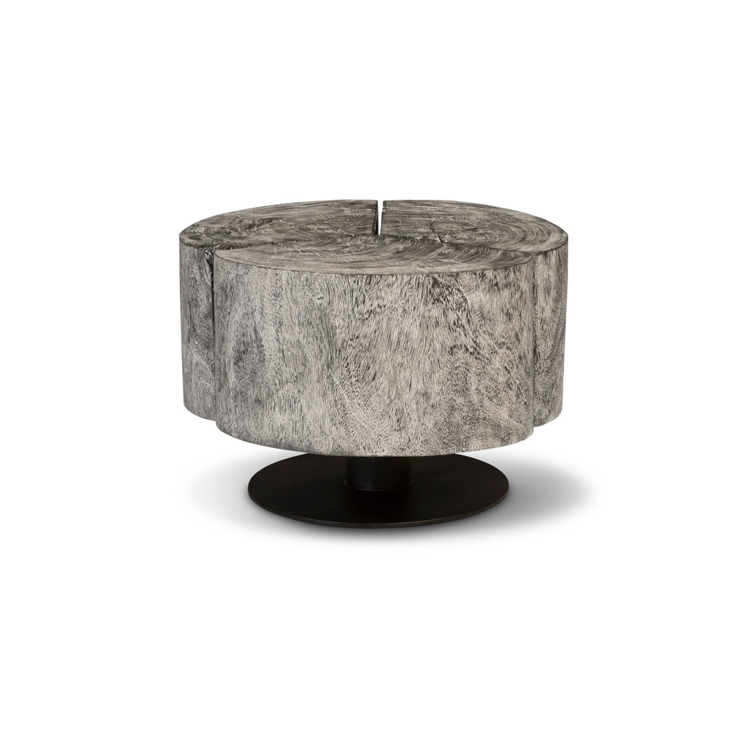 CLOVER ROUND GREY STONE COFFEE TABLE