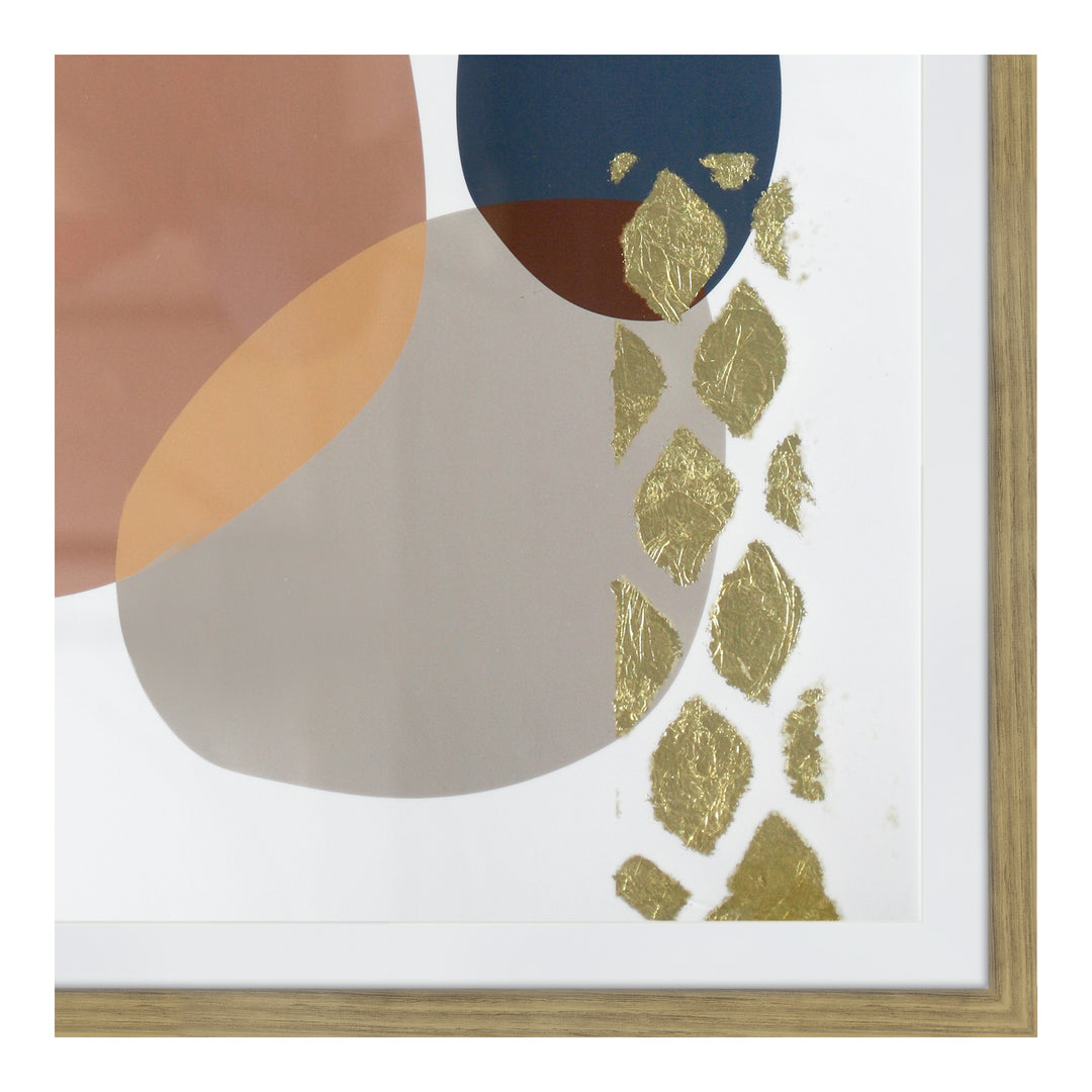 "CONCEPT" GOLD EMBELLISHED GLASS FRAMED ABSTRACT PRINT