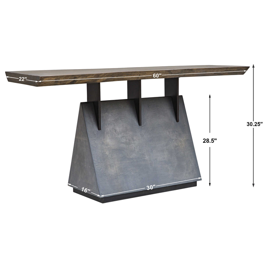 CONSTRUCT INDUSTRIAL LIVE EDGE CONSOLE TABLE