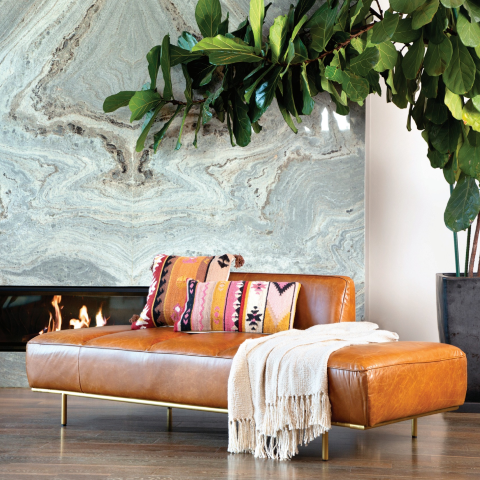 DYLAN VINTAGE CARAMEL LEATHER SOFA CHAISE The Design Tap