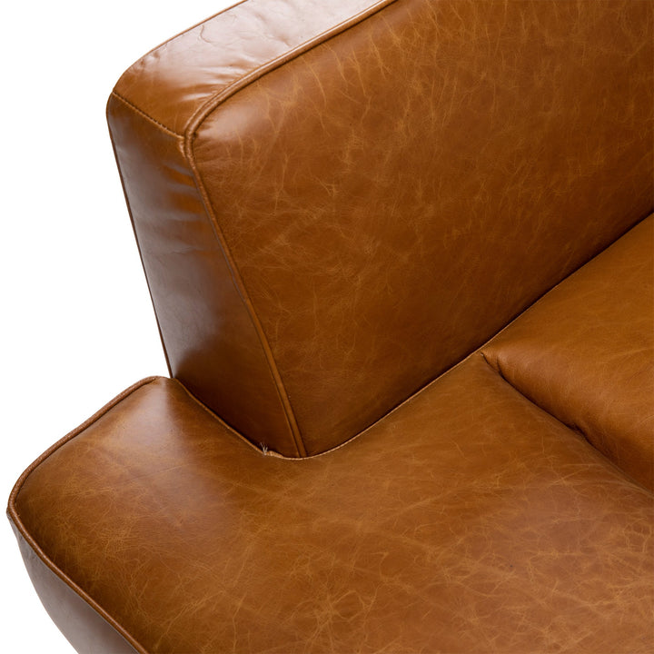 DYLAN VINTAGE CARAMEL LEATHER SOFA CHAISE