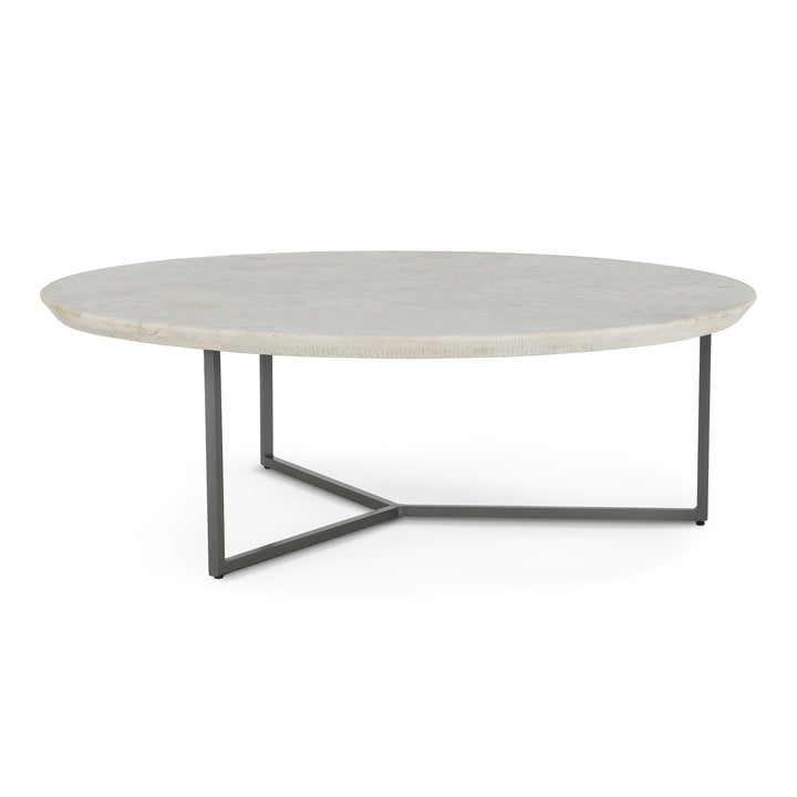 ETCHED ROUND WHITE MARBLE COFFEE TABLE