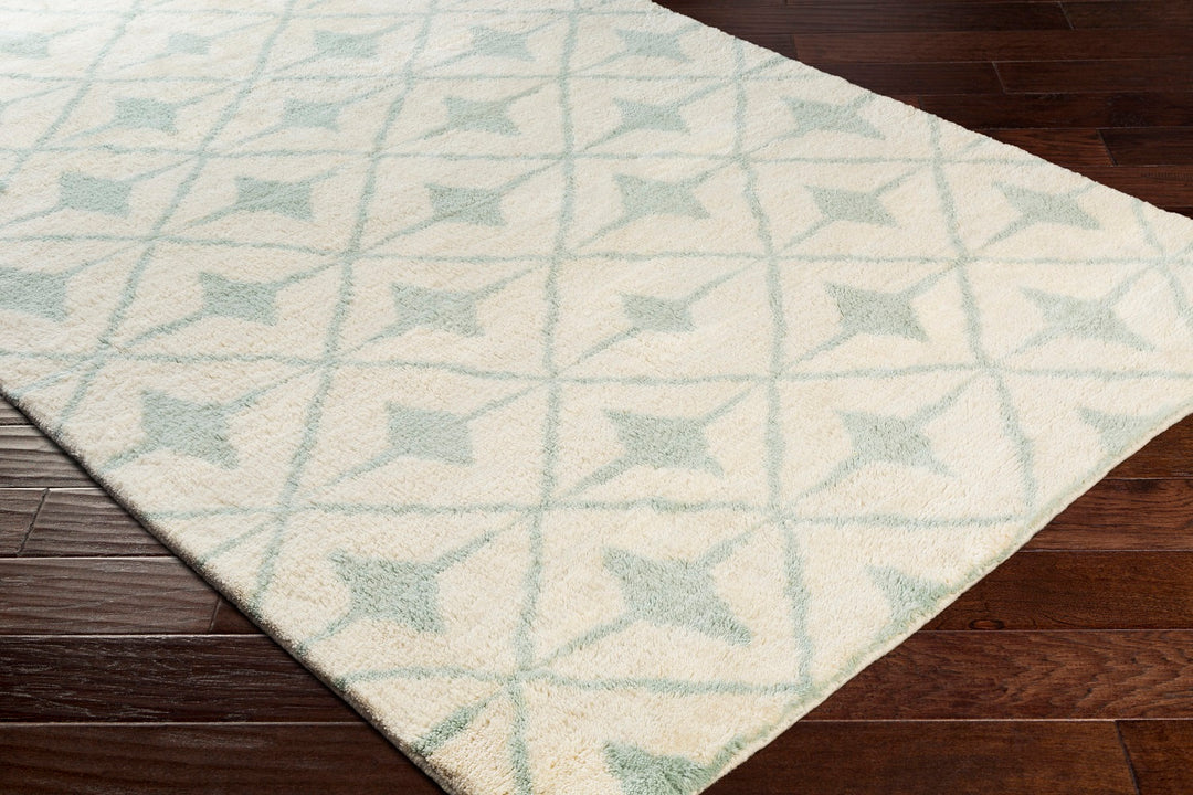 FEZ HAND KNOTTED WOOL RUG: SEA FOAM