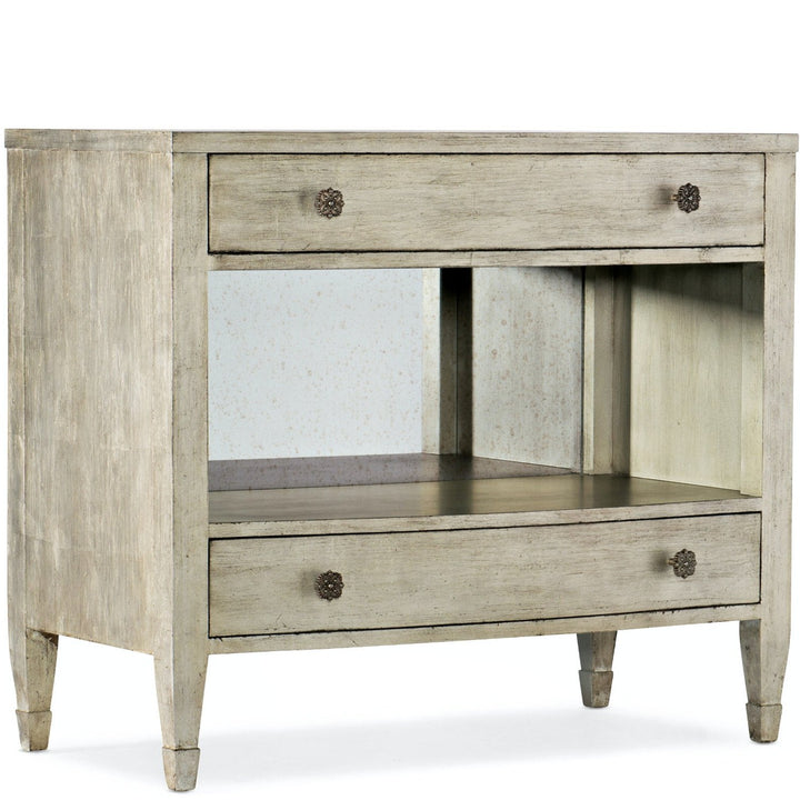 two drawer mirror nightstand