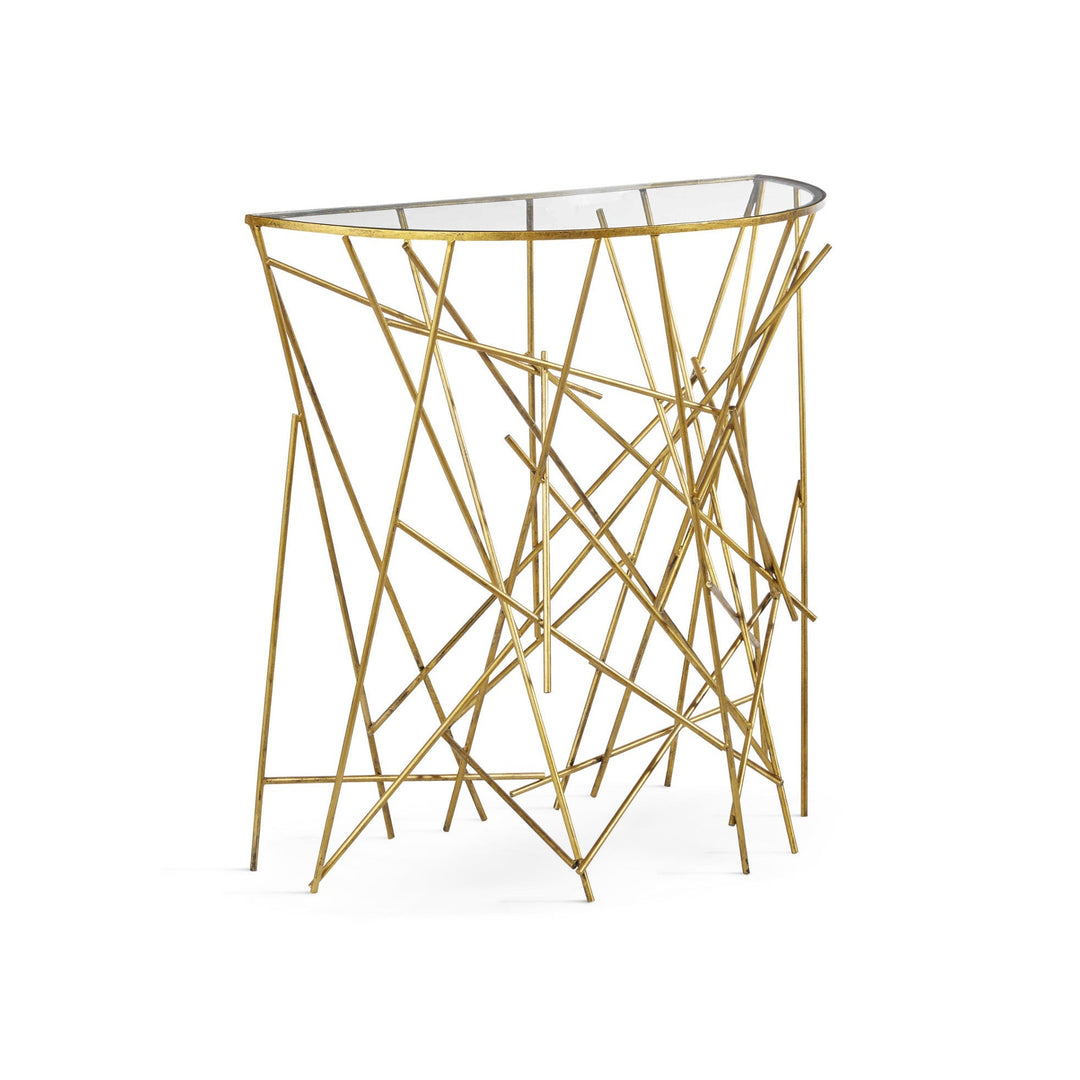 GILDED ABSTRACT DEMILUNE CONSOLE