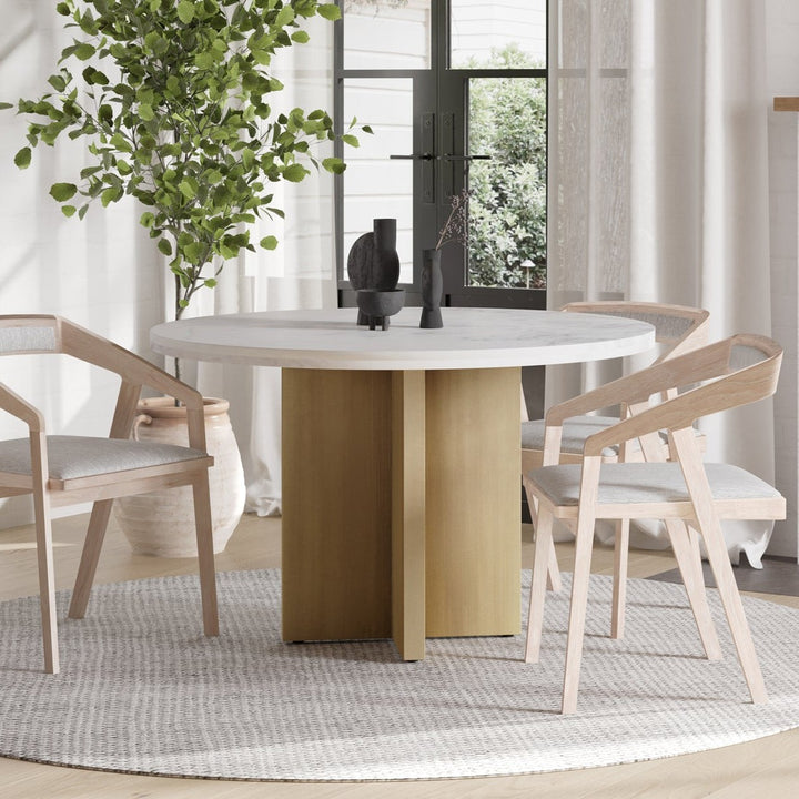GRAZE WHITE MARBLE & BRASS DINING TABLE