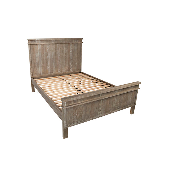 GRETA LIGHT WASHED PINE PANEL QUEEN BED