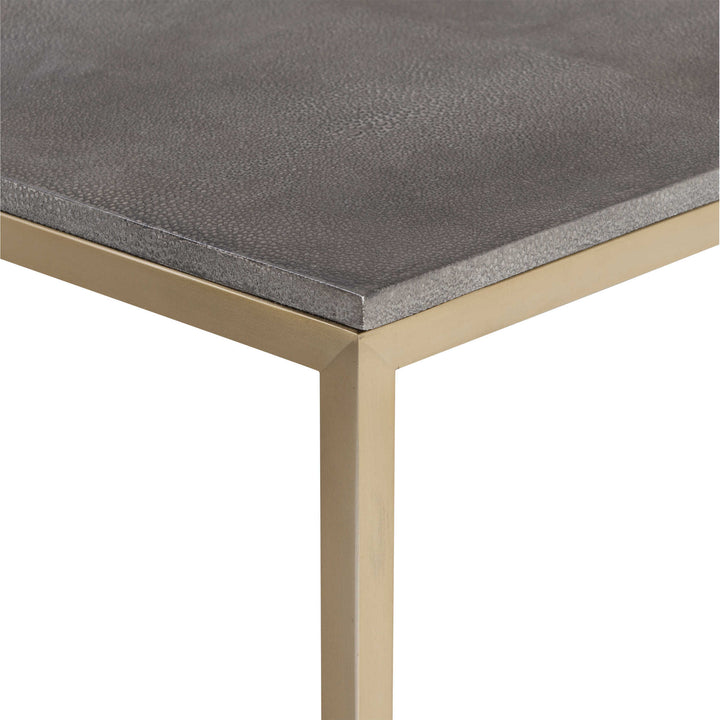 GREY SHAGREEN & BRASS SQUARE COFFEE TABLE