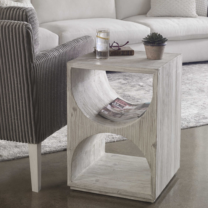 HANS RUSTIC WHITE SIDE TABLE