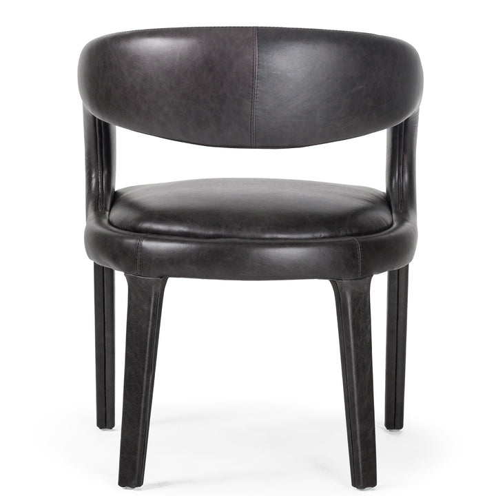 HAWKINS BLACK LEATHER DINING CHAIR