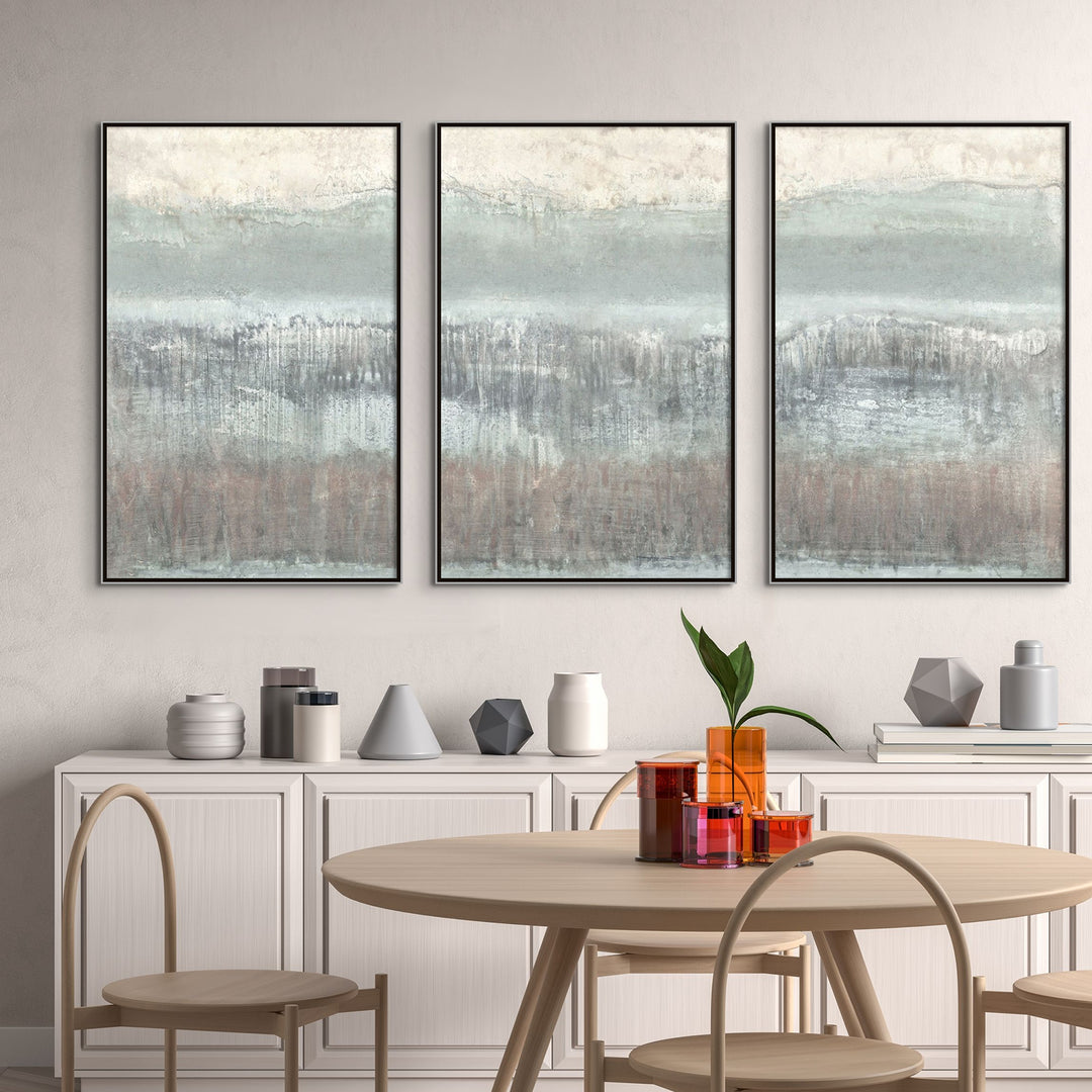 "HINT OF HORIZON I" SILVER EMBELLISHED CANVAS ART