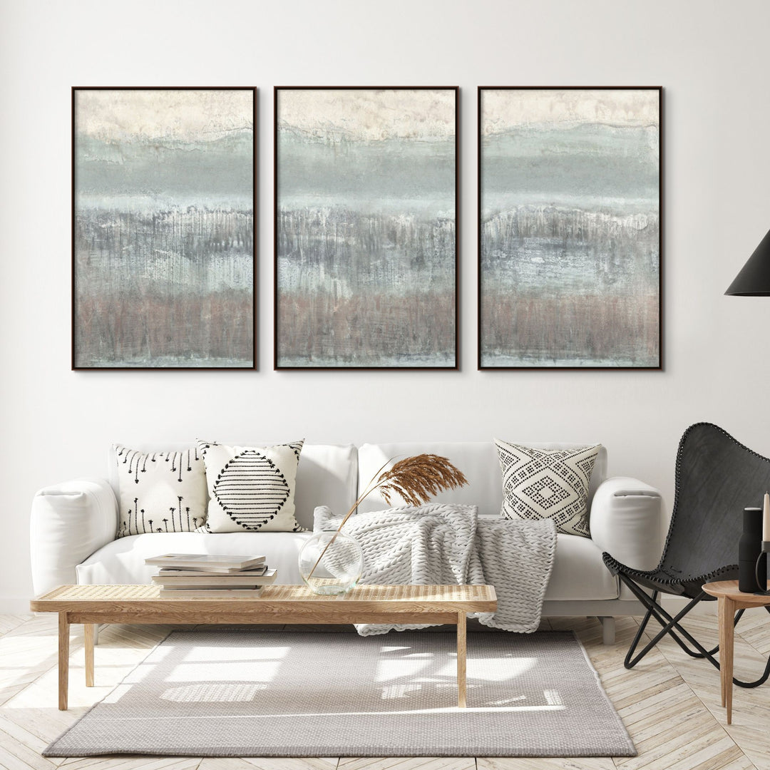 "HINT OF HORIZON I" SILVER EMBELLISHED CANVAS ART