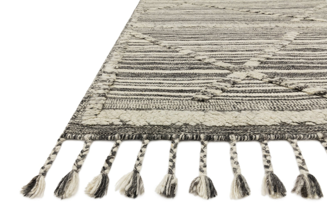 IMAN 01 HAND-KNOTTED WOOL RUG: IVORY, CHARCOAL