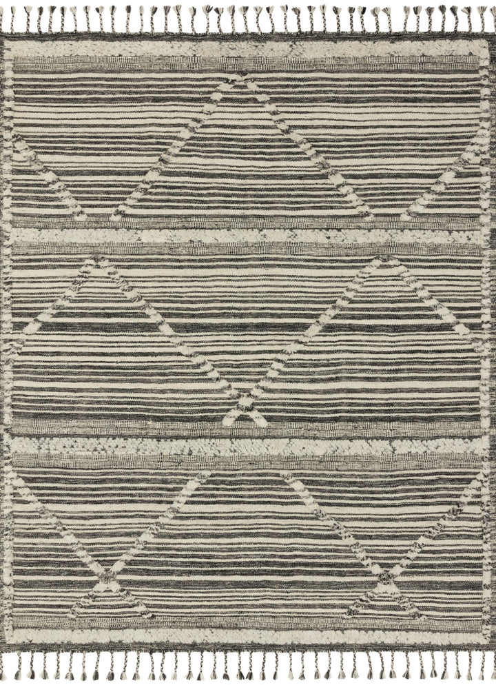 IMAN 01 HAND-KNOTTED WOOL RUG: IVORY, CHARCOAL