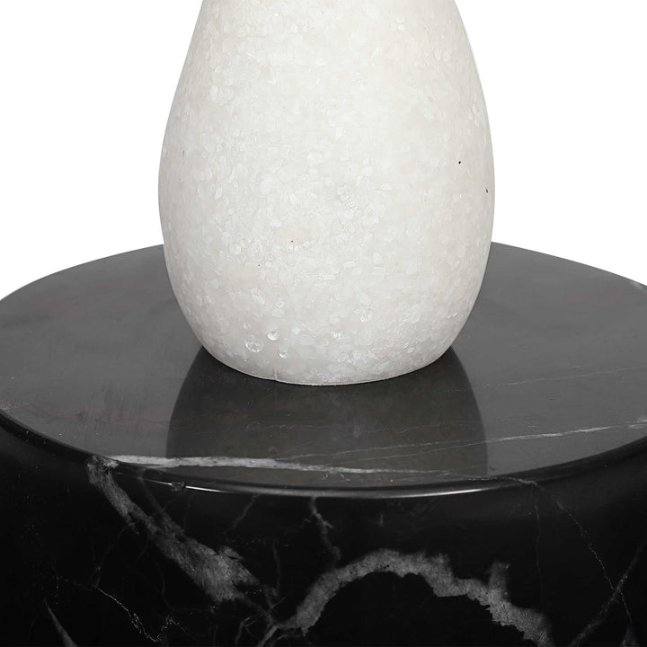 INVERSE BLACK + WHITE MARBLE ACCENT TABLE
