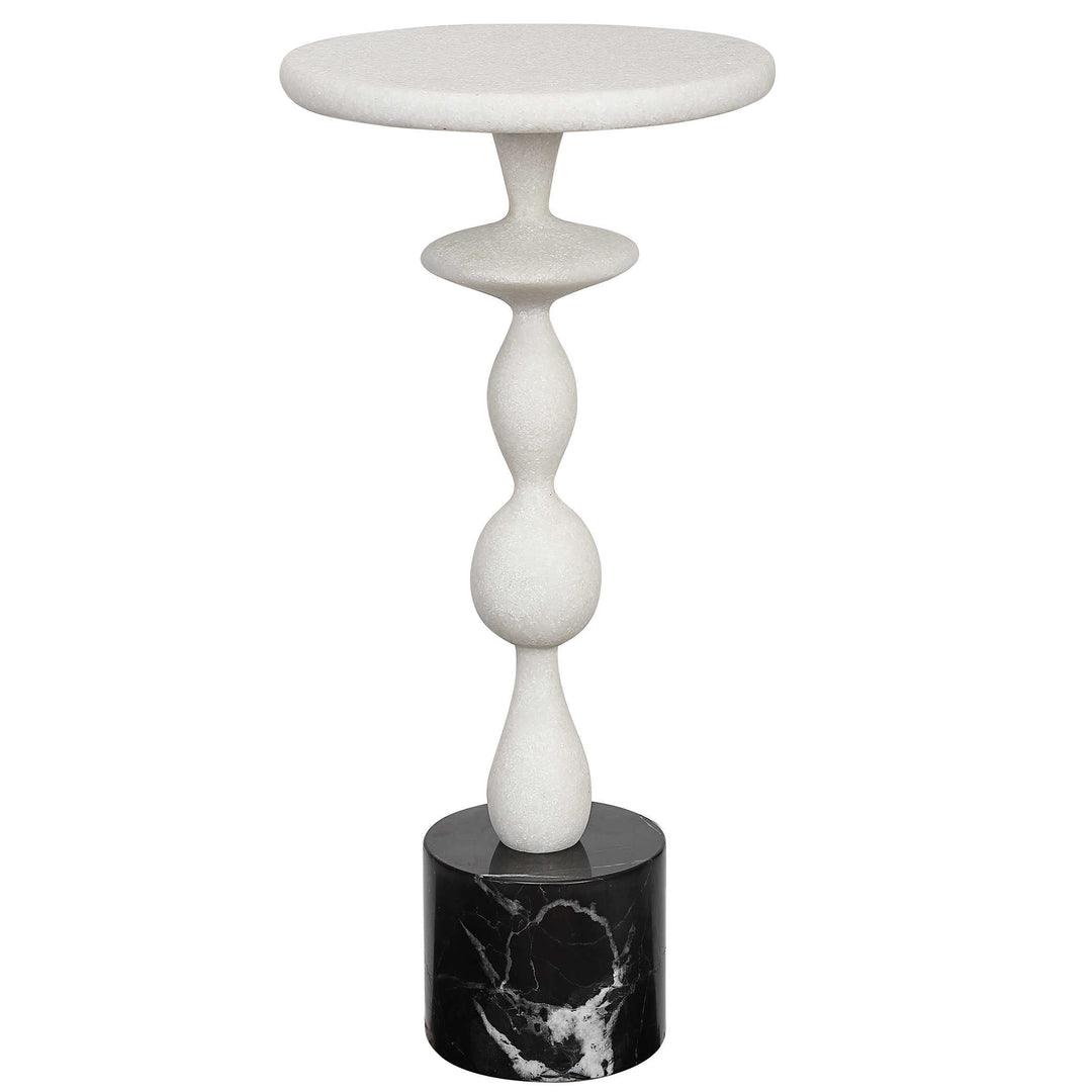 INVERSE BLACK + WHITE MARBLE ACCENT TABLE
