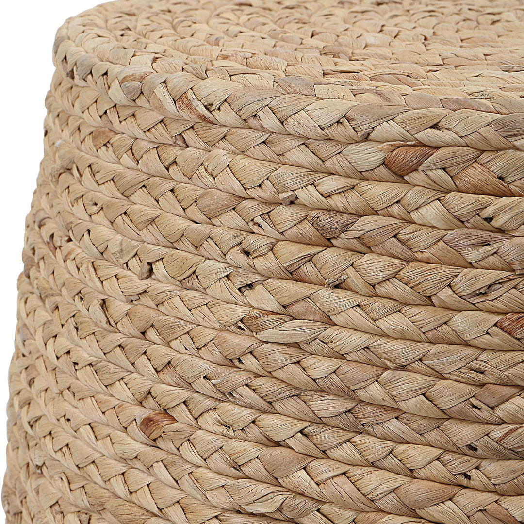 ISLAND PALM BRAIDED ACCENT STOOL: NATURAL